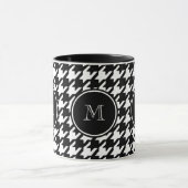 Mug Pied-de-poule noir et blanc votre monogramme (Centre)