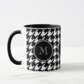 Mug Pied-de-poule noir et blanc votre monogramme (Gauche)