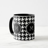 Mug Pied-de-poule noir et blanc votre monogramme (Devant gauche)