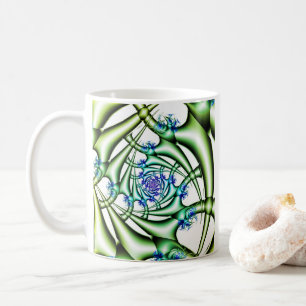 Mug Piège Art fractal bleu et vert