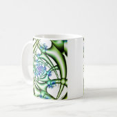 Mug Piège | Art fractal bleu et vert (Devant gauche)