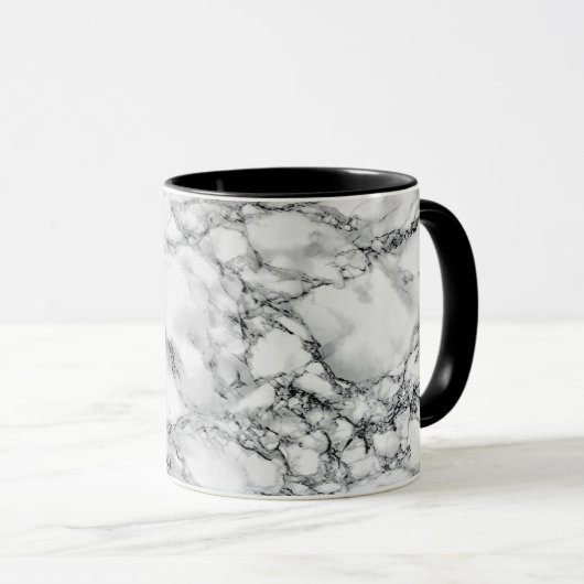 Mug Pierre Marbre blanc branchée (Devant droit)