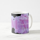 Mug Pierre rose violet Monogramme floral noir (Devant droit)