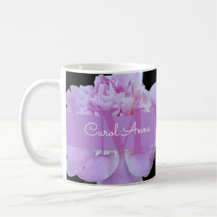 Mug Pierre rose violet Monogramme floral noir