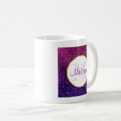 Mug Pierres à Parties scintillant rose et violet Monog (Devant droit)