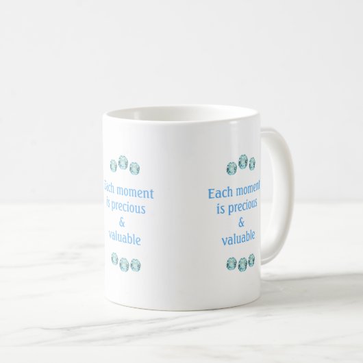 Mug Pierres bleues claires sur blanc (Devant droit)