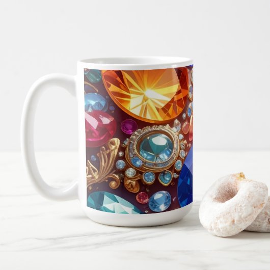 Mug Pierres et bijoux colorés (Avec donut)