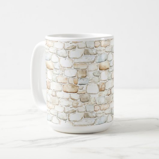Mug Pierres Fausse Crème Blanche Grise (Devant gauche)
