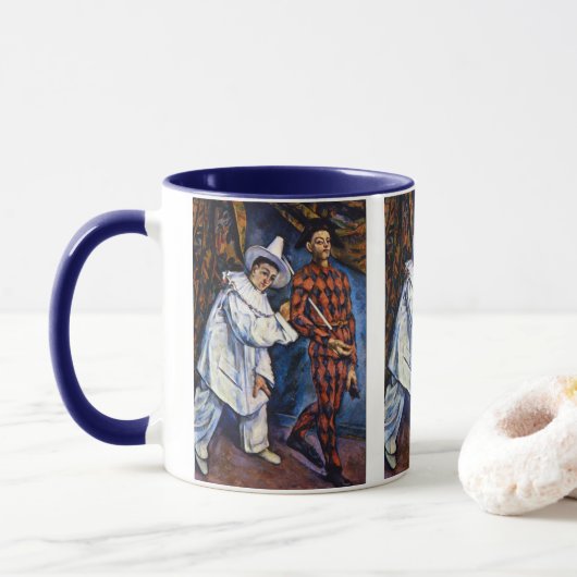 Mug Pierrot et Arlequin, Mardi Gras par Paul Cezanne (Avec donut)