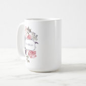 Mug Pies roses Monogrammes Feuilles violets et verts (Devant gauche)
