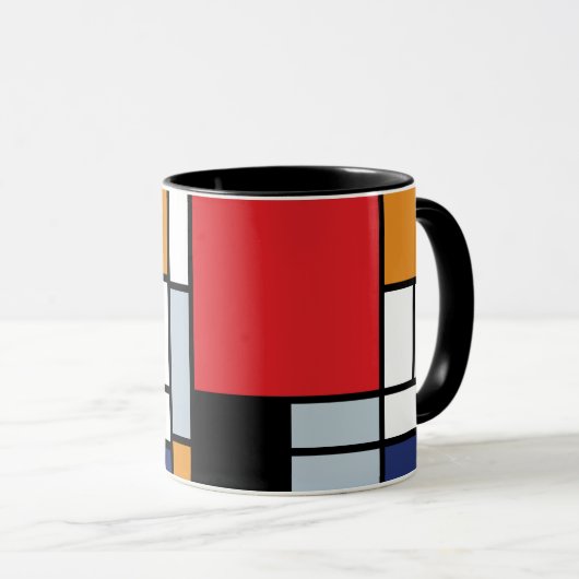 Mug Piet Mondrian - Composition avec un grand plan rou (Devant droit)