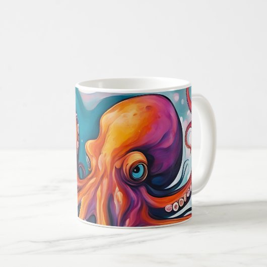 Mug Pieuvre Abstraite d'art fluide (Devant droit)