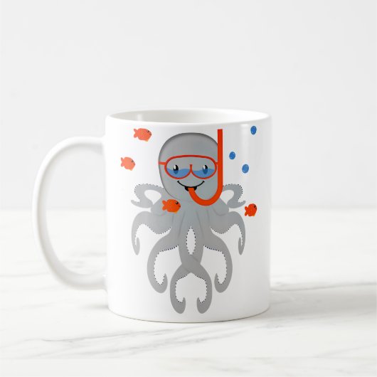 Mug Pieuvre avec plongée en scaphandre plongée avec ma (Gauche)