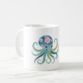 Mug Pieuvre Florale Bleue (Devant gauche)