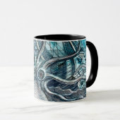 Mug Pieuvre géante Mer Bleue Monstre Voilier (Devant droit)
