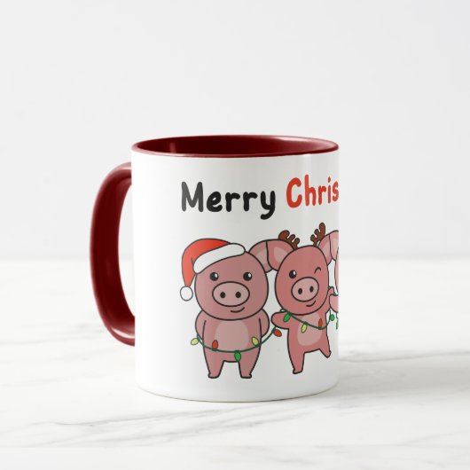 Mug Pig Christmas Cute Pigs Merry Christmas (Devant gauche)