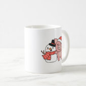 Mug Pig With Snowman In Winter For Christmas (Devant droit)
