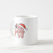 Mug Pig With Snowman In Winter For Christmas (Devant gauche)
