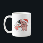 Mug Pig With Snowman In Winter For Christmas<br><div class="desc">Pig with a snowman en hiver pour Christmas - a snowman for winter and Christmas. A winter greeting in the cold season for the holidays. Christmas pique with snowman.</div>