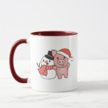 Mug Pig With Snowman In Winter For Christmas<br><div class="desc">Pig with a snowman en hiver pour Christmas - a snowman for winter and Christmas. A winter greeting in the cold season for the holidays. Christmas pique with snowman.</div>