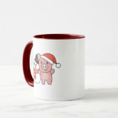 Mug Pig With Snowman In Winter For Christmas (Devant gauche)