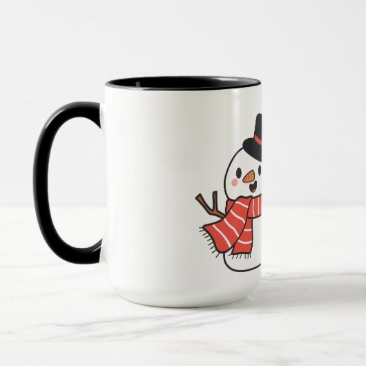 Mug Pig With Snowman In Winter For Christmas (Gauche)