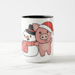 Mug Pig With Snowman In Winter For Christmas<br><div class="desc">Pig with a snowman en hiver pour Christmas - a snowman for winter and Christmas. A winter greeting in the cold season for the holidays. Christmas pique with snowman.</div>