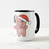 Mug Pig With Snowman In Winter For Christmas (Devant droit)
