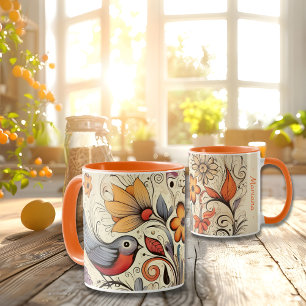 Mug Pigeon et Floral Design nom personnalisé été