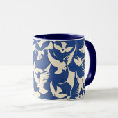 Mug Pigeons en blanc et bleu (Devant droit)