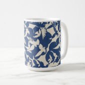 Mug Pigeons en blanc et bleu vintage d'oiseaux (Devant droit)