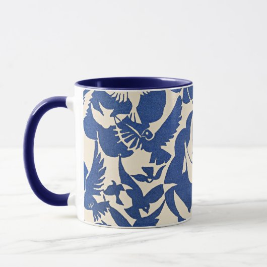 Mug Pigeons in White and Blue (Gauche)