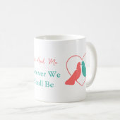 MUG PIGEONS ROSE ET TURQUOISE DANS LEUR COEUR VALENTIN (Devant droit)