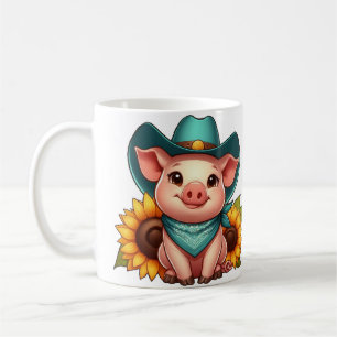 Mug Piglet portant un Casquette de cowboy avec des tou