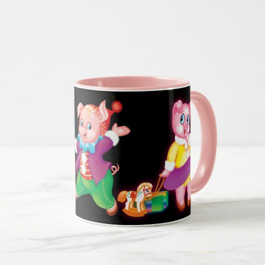 Mug piglet rose joyeux (Devant droit)
