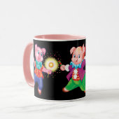 Mug piglet rose joyeux (Devant gauche)