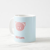 Mug Piglet rose monogramme en bleu (Devant gauche)