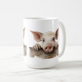 MUG PIGLETTE ADORABLE SURPLOMBANT LA BARRIÈRE (Devant droit)
