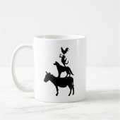 Mug Pile d'animaux, Cheval, Chien, Chat, Coq (Gauche)