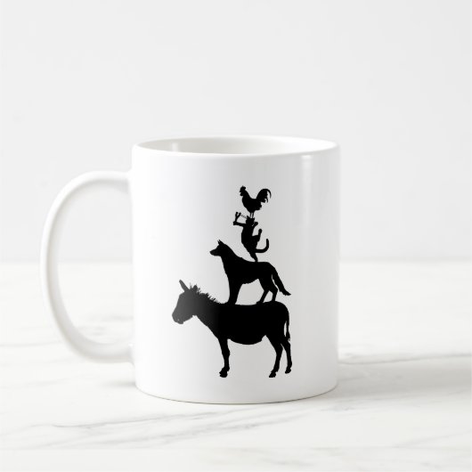 Mug Pile d'animaux, Cheval, Chien, Chat, Coq (Gauche)