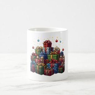 Mug Pile de cadeaux de Noël illustrés festifs
