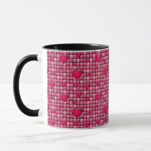Mug Pile rose avec des coeurs (Gauche)