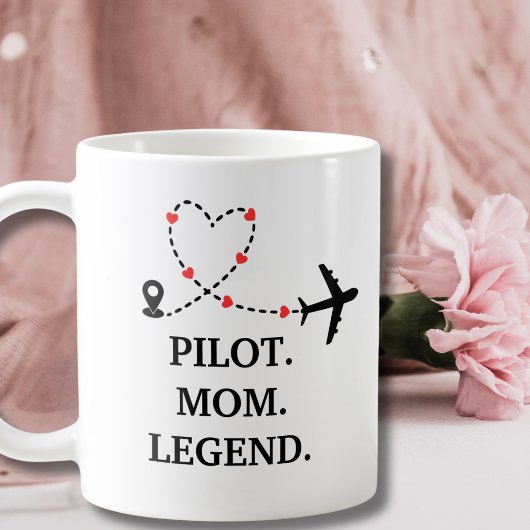 Mug Pilot Mom Legend Airplane and Heart Custom