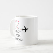 Mug Pilot Mom Legend Airplane and Heart Custom (Devant gauche)