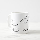 Mug PILOT WIFE CLUB Avion volant moderne noir blanc (Devant gauche)