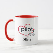 Mug Pilot Wife Heart Airplane Romantic Custom Birthday (Gauche)