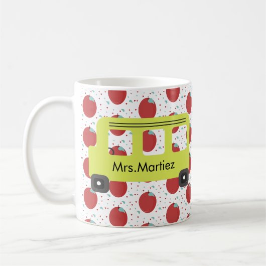 Mug Pilote de bus scolaire Motif pomme jaune (Gauche)