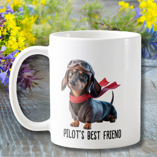 Mug Pilote de Wiener Dog Meilleur Ami Aviation Drôle