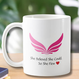 Mug Pilote Fille Aviatrice Ailes Roses Motivation Pers
