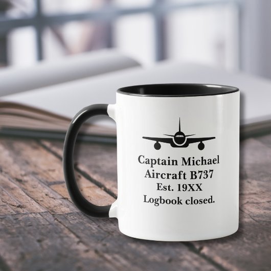 Mug Pilote retraité Personnalisé Aviation Nom du capit